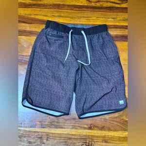 Vuori Black and Gray Patterned Board Shorts